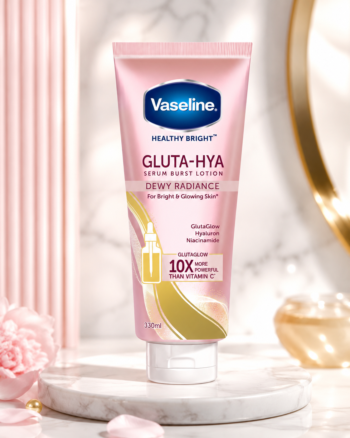Vaseline Healthy Bright Gluta-Hya Dewy Radiance Serum Burst Lotion 330ml