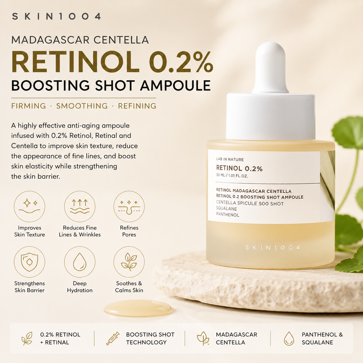 SKIN1004 Madagascar Centella Retinol 0.2 Boosting Shot Ampoule