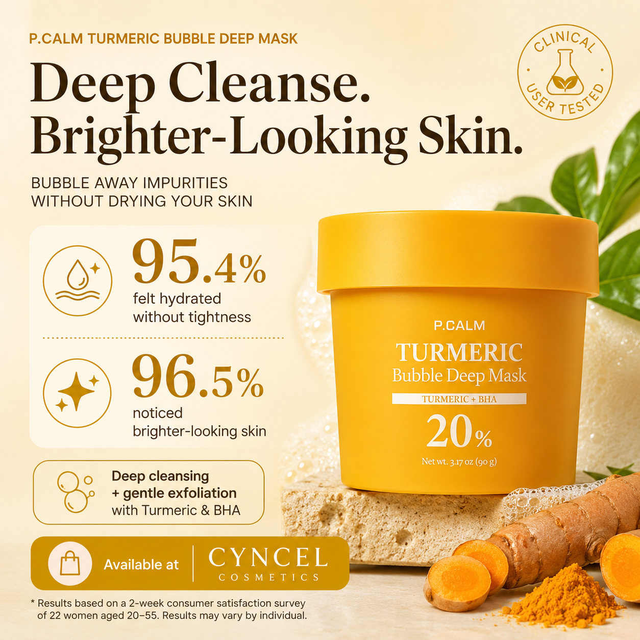 P.CALM Turmeric Bubble Deep Mask 90g