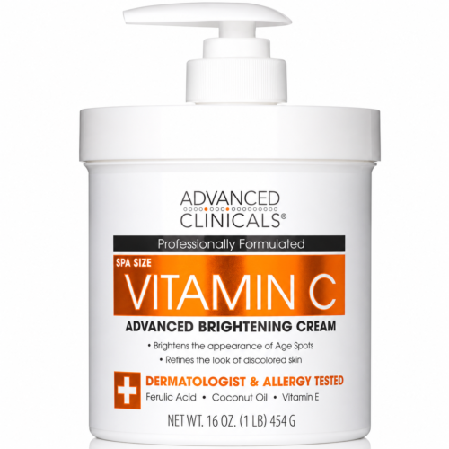 Advanced Clinicals Vitamin C Advanced Brightening Cream – Spa Size 16 oz (454 g)